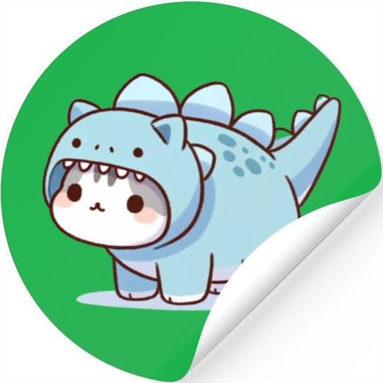 Cat in Stegosaurus Costume Stickers