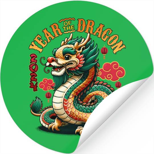 Dragon Year 2024 Embrace Lunar New Year Prosperity Stickers
