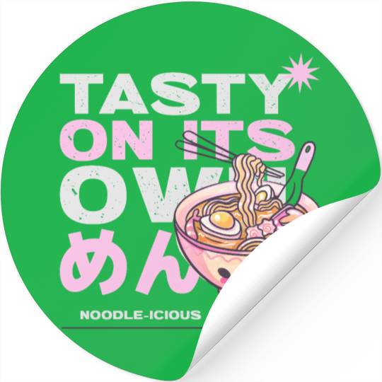 Cute "Tasty On Its Own" Noodles Graphic Stickers