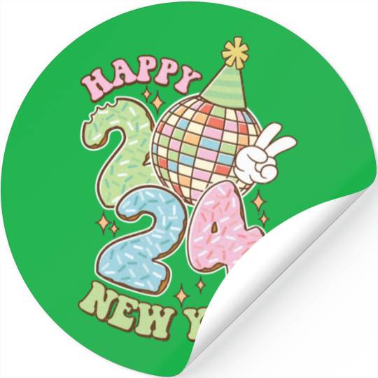 Happy New Year 2024 disco ball party Stickers