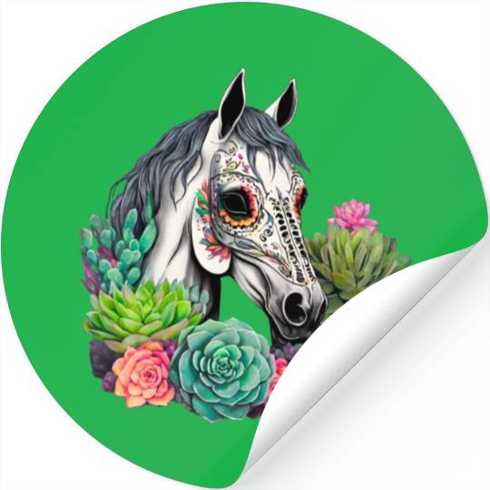 Horse Succulent Sugar Skull Stickers