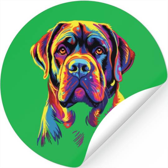 Watercolor Colorful Mastiff Stickers