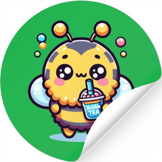 Adorable Kawaii Bee Cute Animal Boba Tea Bubble Stickers