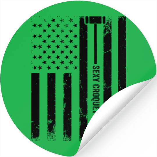 Croquet US Flag Sexy Croquet Player Stickers