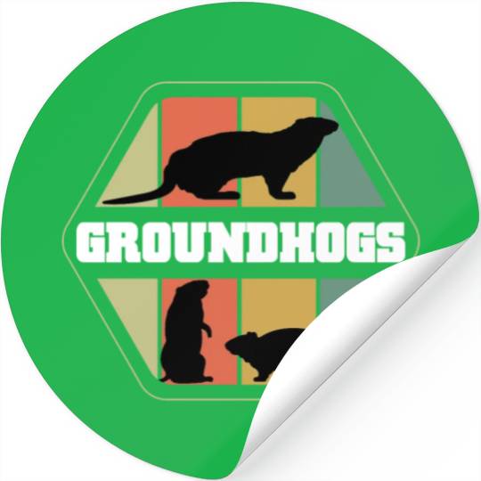 Groundhogs Silhouette Retro Vintage Groundhog Day Stickers