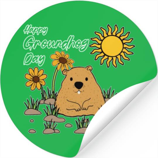 Happy Groundhog Day Animal Spirit Rodent Stickers