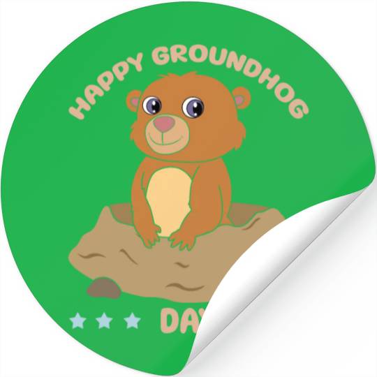 Happy Groundhog Day Cute Kawaii Groundhog Stickers