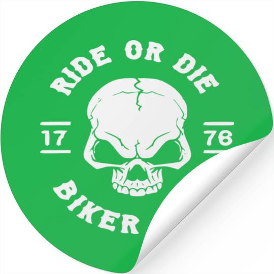 Biker Skull Ride Or Die © WhiteTigerLLC.Com Stickers