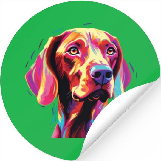 Watercolor Colorful Vizsla Stickers