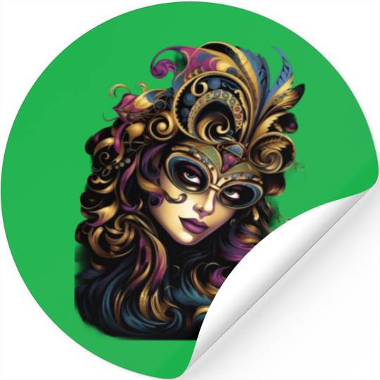 Mardi Gras Women Mardi Gras Mask Carnival Street Stickers