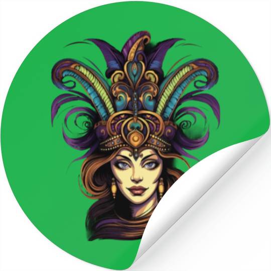 Mardi Gras Women Mardi Gras Parade Beads Jester Stickers