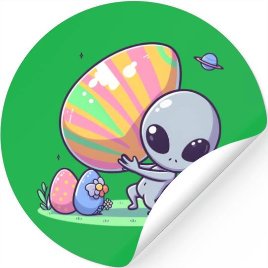 Alien with huge easter egg Stickers
