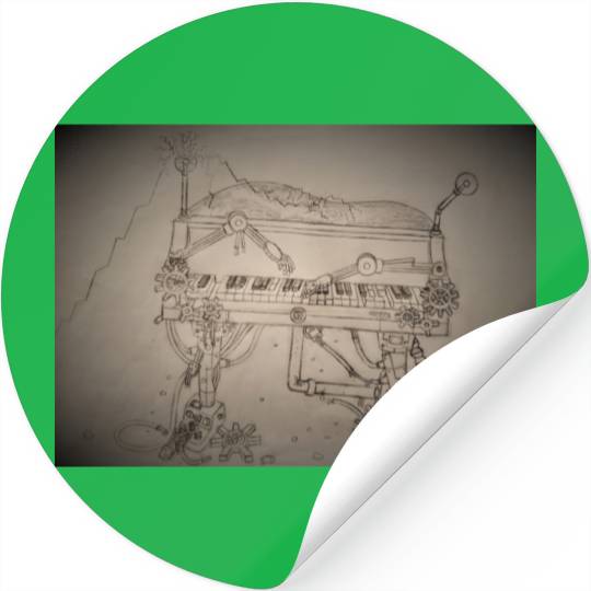 The Dark Steampunk Electro-Piano 1900-2 Machine Stickers