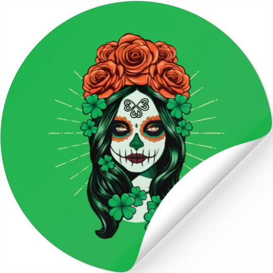 St Patrick's Day Dia De Los Muertos Calavera Stickers