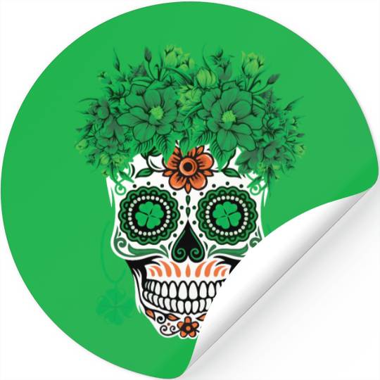 St Patrick's Day Dia Los Muertos Shamrock Stickers
