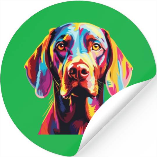 Watercolor Colorful Vizsla Stickers
