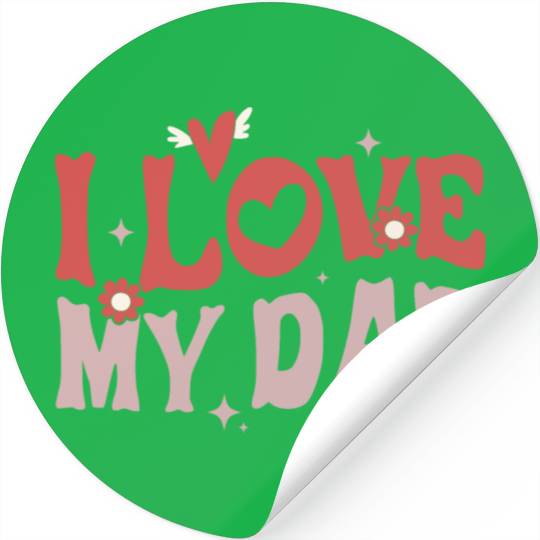 Retro Groovy Valentines Day I Love Dad Stickers