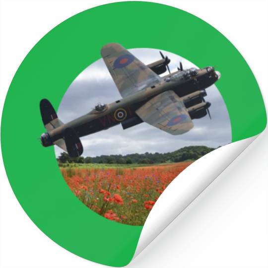 Avro Lancaster Bomber Over A Poppy Stickers