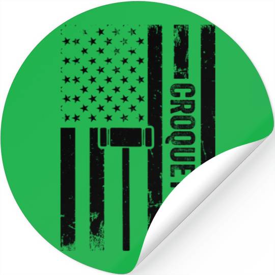 Croquet Player Croquet US Flag Stickers