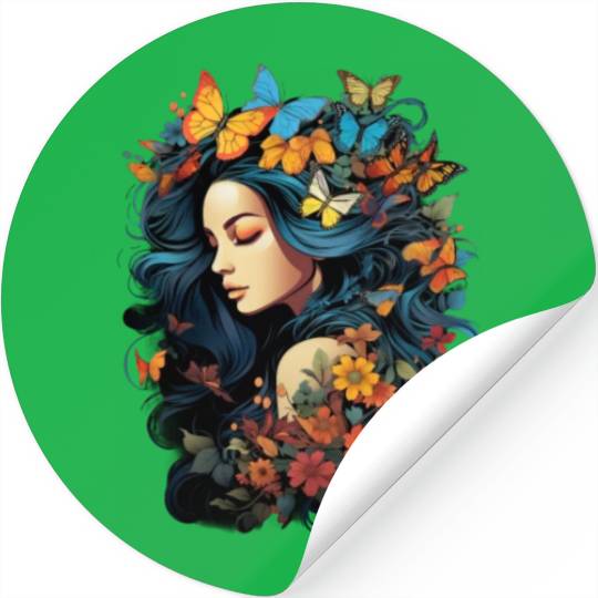 International Womens Day Woman Butterflies Stickers