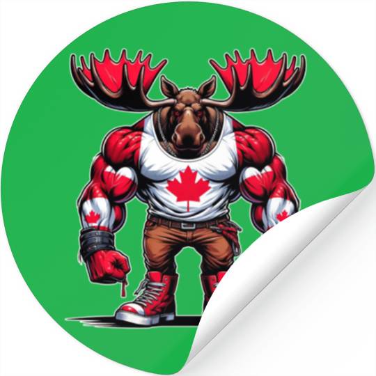 Canada elk with national flag Stickers