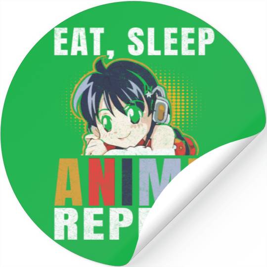 eat Sleep Anime Beautiful cartoon Stickers