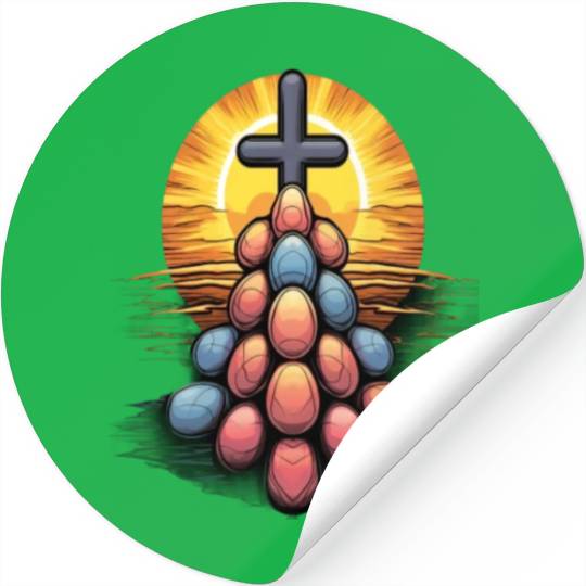 Christian Easter Day Cross Easter Egg Hunt Stickers