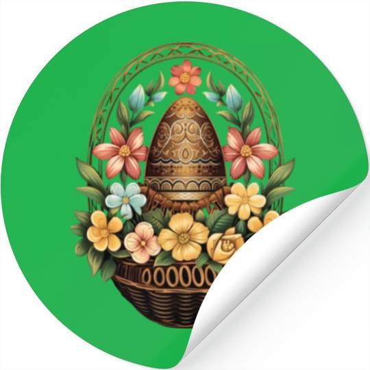 Easter Day Easter Egg Basket Mandala Art Egg Hunt Stickers