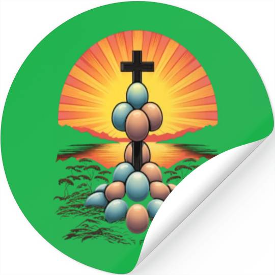 Christian Easter Day Cross Easter Egg Hunt Stickers