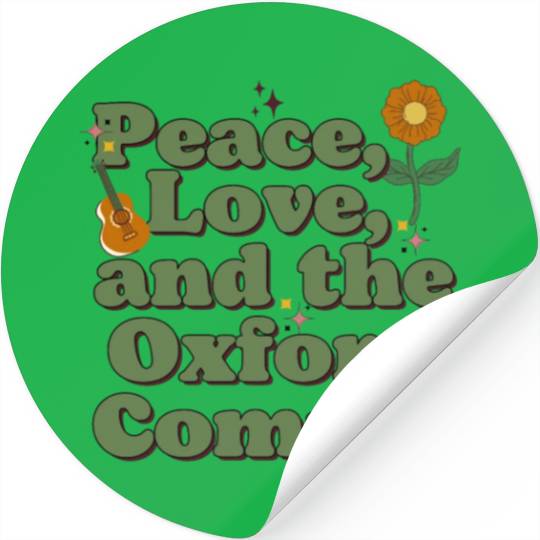 Funny Oxford Comma Peace Love and the Oxford Comma Stickers