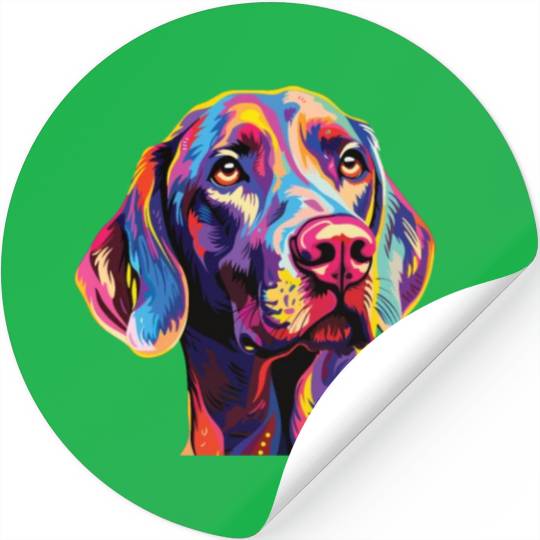 Watercolor Colorful Weimaraner Stickers