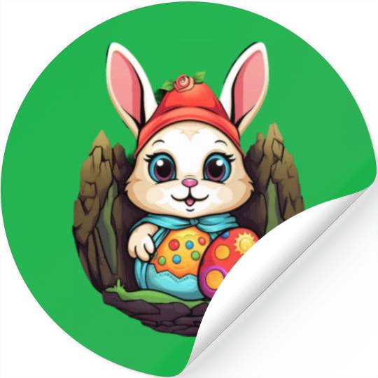 Easter Bunny Rabbit Easter Day Egg Hunting Stickers