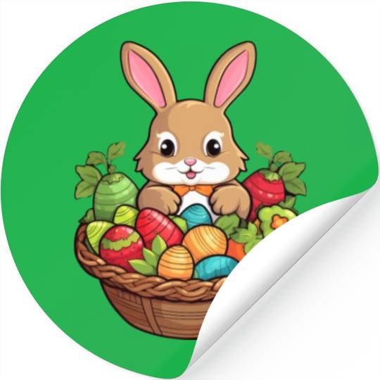 Easter Bunny Rabbit Easter Day Egg Basket Stickers