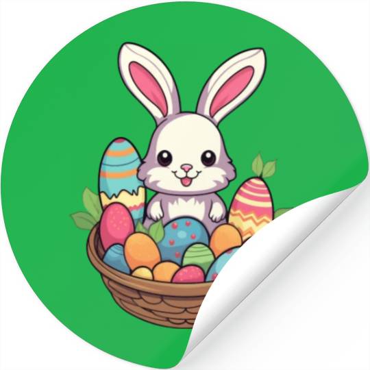 Easter Bunny Rabbit Easter Day Egg Basket Stickers