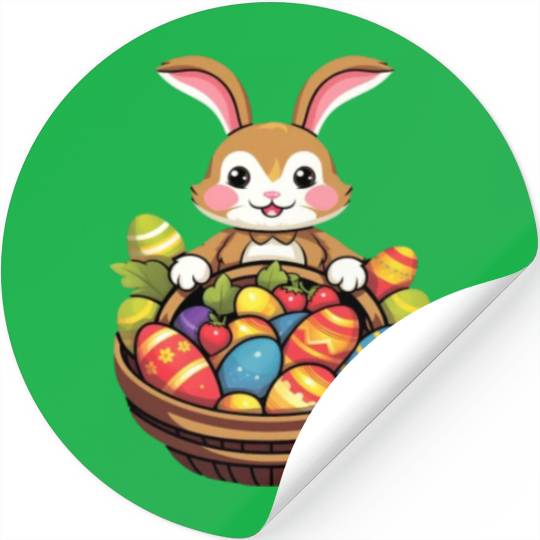 Easter Bunny Rabbit Easter Day Egg Basket Stickers