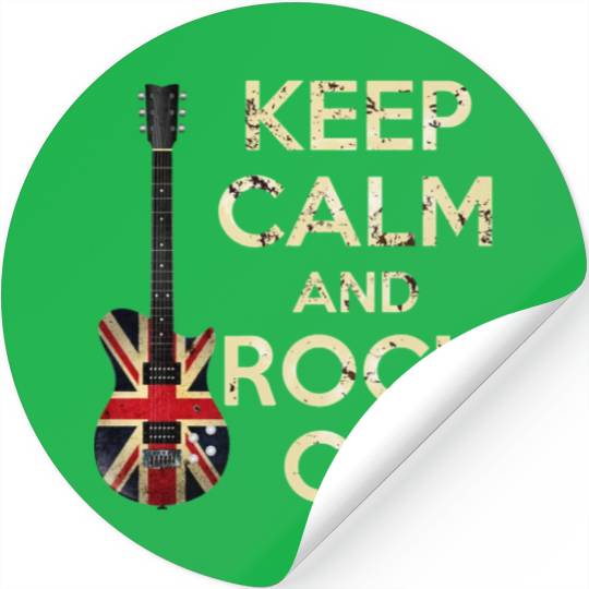 Keep Calm and Rock On Union Jack Guitar Stickers