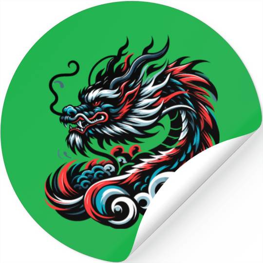 Colorful Chinese Dragon Artwork Essentials Stickers
