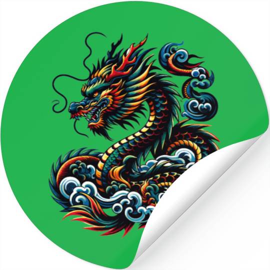 Colorful Dragon Zodiac Chinese Dragon Art Stickers