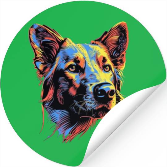 German Shepherd Funny Dog Street Art Comic Pet Stickers
