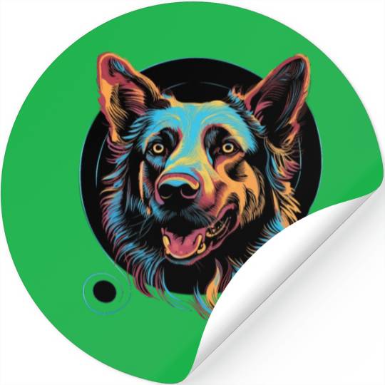 German Shepherd Funny Dog Street Art Comic Pet Stickers