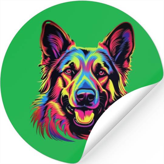 German Shepherd Funny Dog Street Art Comic Pet Stickers