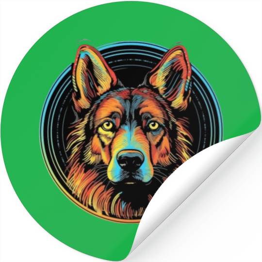 German Shepherd Funny Dog Street Art Comic Pet Stickers