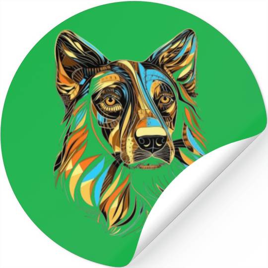 German Shepherd Funny Dog Street Art Comic Pet Stickers