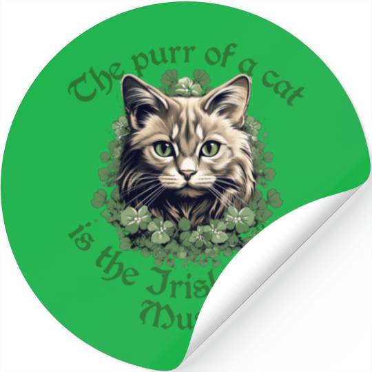 CAT'S PURR IS THE IRISH MUSIC Feline Kitty Design Stickers