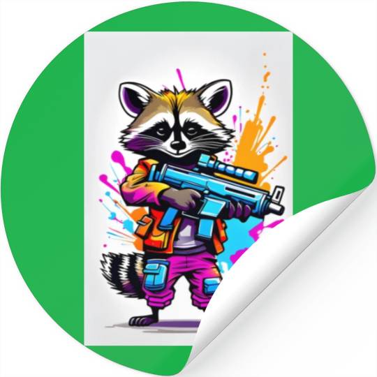 Raccoon with laser gun Stickers