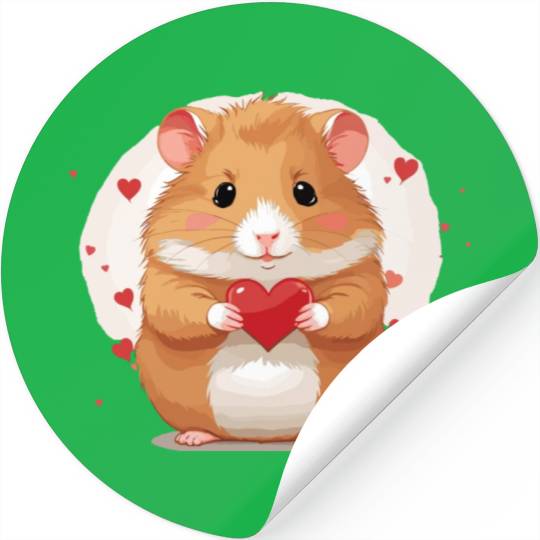 Hamster love heart valentine day motif Stickers