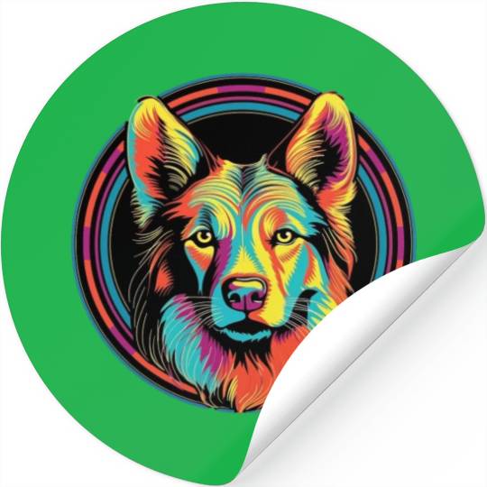 German Shepherd Funny Dog Street Art Comic Pet Stickers