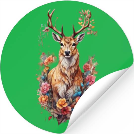 Majestic Stag:Power Amidst Breathtaking Wilderness Stickers