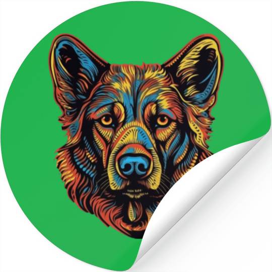 German Shepherd Funny Dog Street Art Comic Pet Stickers