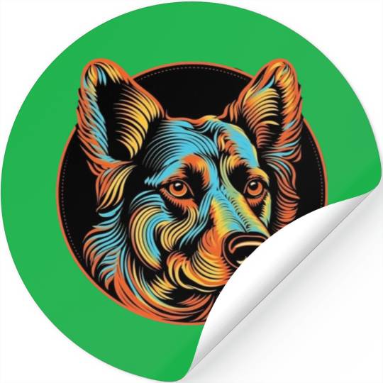 German Shepherd Funny Dog Street Art Comic Pet Stickers